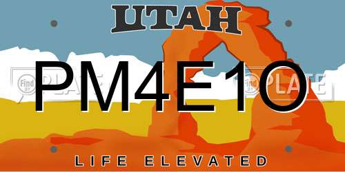 PM4E1O Utah License Plate