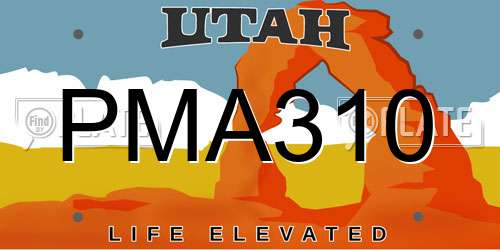 PMA310 Utah License Plate