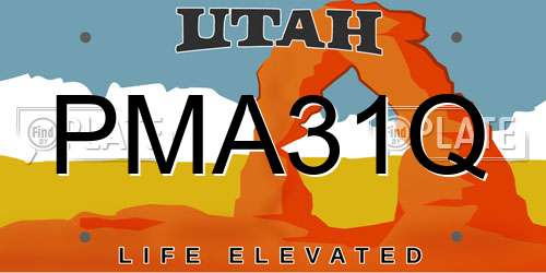 PMA31Q Utah License Plate