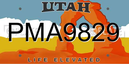 PMA9829 Utah License Plate