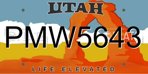 PMW5643 Utah License Plate