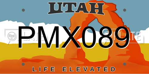 PMX089 Utah License Plate
