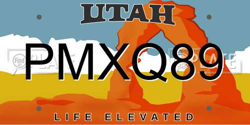 PMXQ89 Utah License Plate