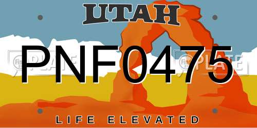 PNF0475 Utah License Plate
