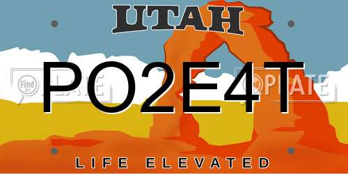 PO2E4T Utah License Plate