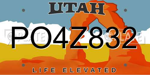 PO4Z832 Utah License Plate