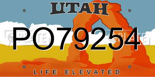 PO79254 Utah License Plate