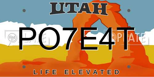PO7E4T Utah License Plate