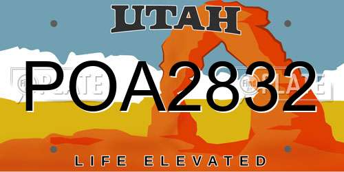 POA2832 Utah License Plate