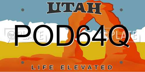 POD64Q Utah License Plate