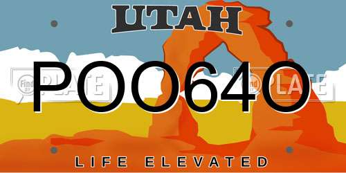 POO64O Utah License Plate