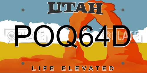 POQ64D Utah License Plate