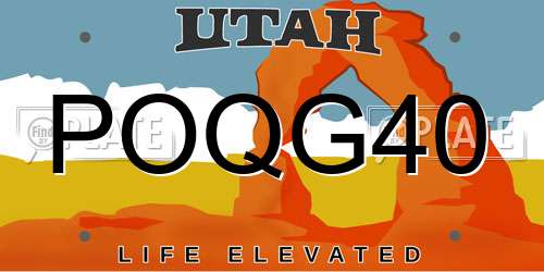 POQG40 Utah License Plate