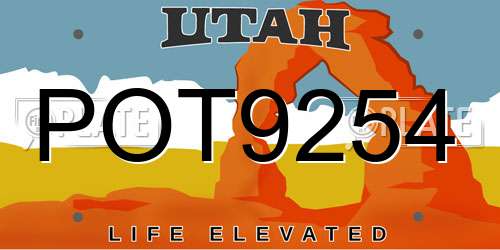 POT9254 Utah License Plate