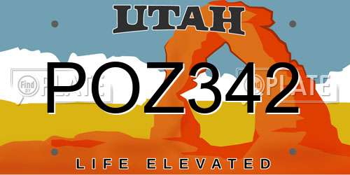 POZ342 Utah License Plate
