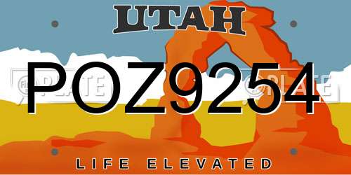 POZ9254 Utah License Plate