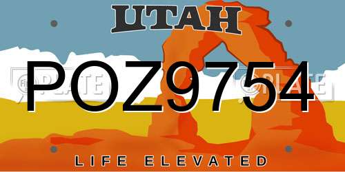 POZ9754 Utah License Plate