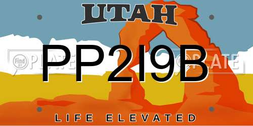 PP2I9B Utah License Plate
