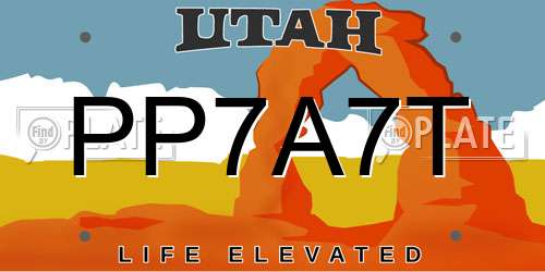 PP7A7T Utah License Plate