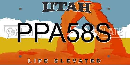PPA58S Utah License Plate