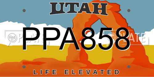 PPA858 Utah License Plate