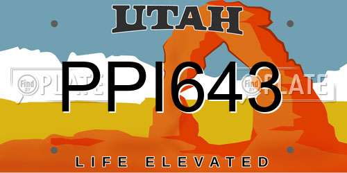 PPI643 Utah License Plate