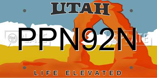 PPN92N Utah License Plate