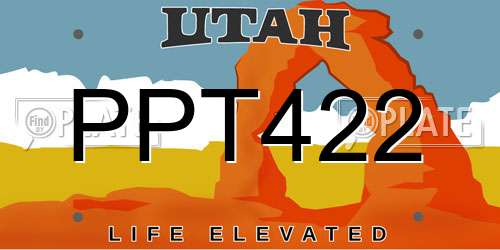 PPT422 Utah License Plate