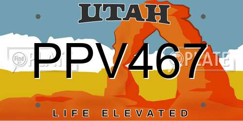 PPV467 Utah License Plate