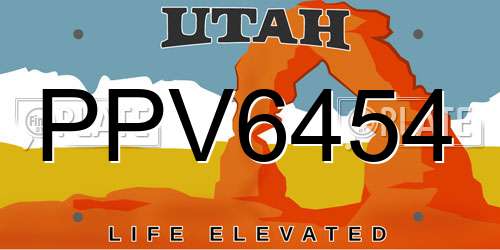 PPV6454 Utah License Plate
