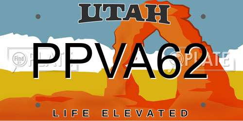PPVA62 Utah License Plate