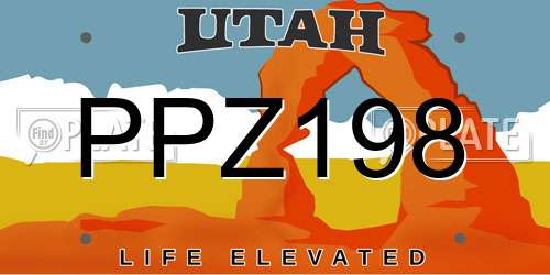 PPZ198 Utah License Plate