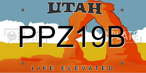 PPZ19B Utah License Plate