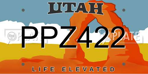 PPZ422 Utah License Plate
