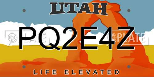 PQ2E4Z Utah License Plate