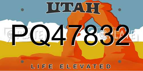 PQ47832 Utah License Plate
