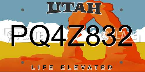 PQ4Z832 Utah License Plate