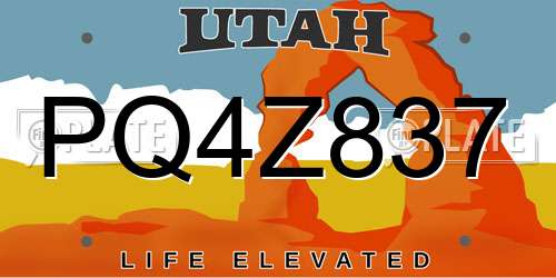 PQ4Z837 Utah License Plate