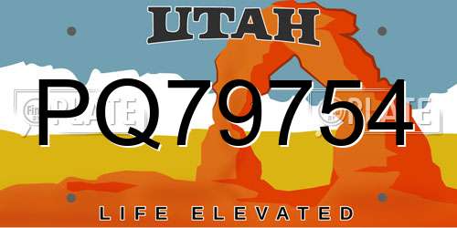 PQ79754 Utah License Plate