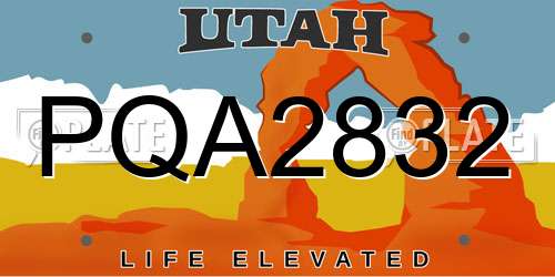 PQA2832 Utah License Plate