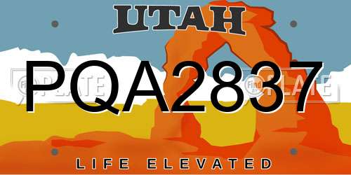 PQA2837 Utah License Plate