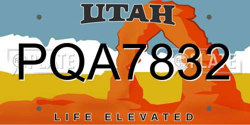 PQA7832 Utah License Plate