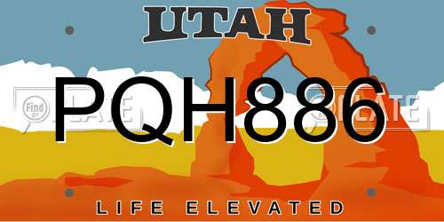 PQH886 Utah License Plate