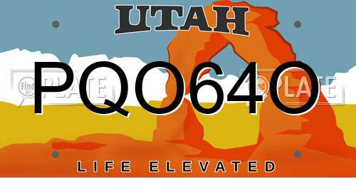 PQO64O Utah License Plate