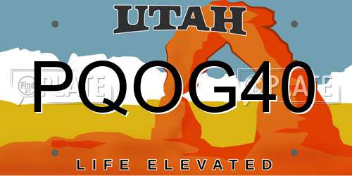 PQOG40 Utah License Plate