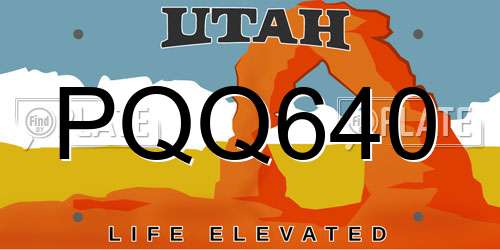 PQQ640 Utah License Plate