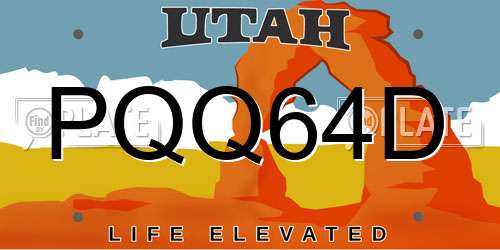 PQQ64D Utah License Plate