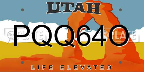 PQQ64O Utah License Plate