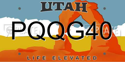 PQQG40 Utah License Plate