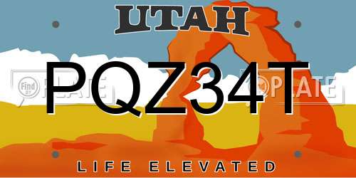 PQZ34T Utah License Plate